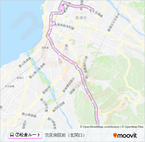 ⑦松倉ルート Bus Line Map