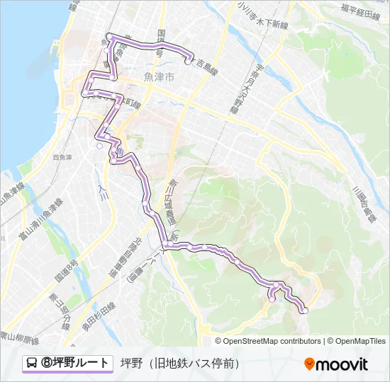 ⑧坪野ルート Bus Line Map