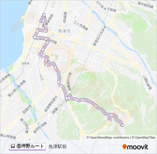 ⑧坪野ルート Bus Line Map