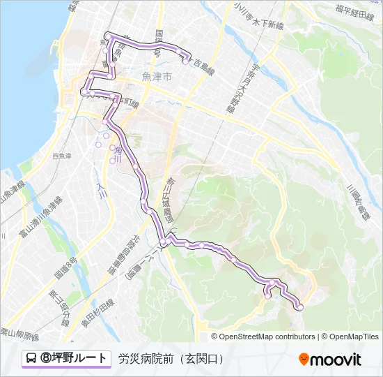 ⑧坪野ルート Bus Line Map