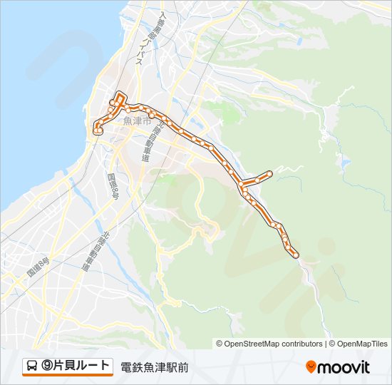 ⑨片貝ルート バスの路線図