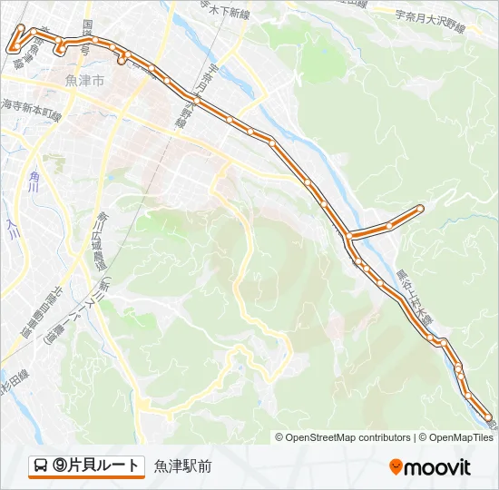 ⑨片貝ルート Bus Line Map