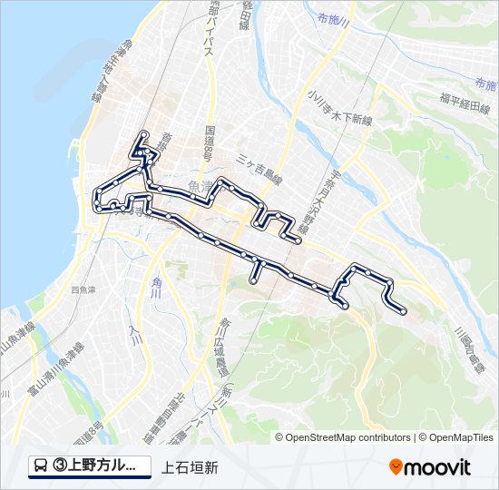 ③上野方ルート bus Line Map