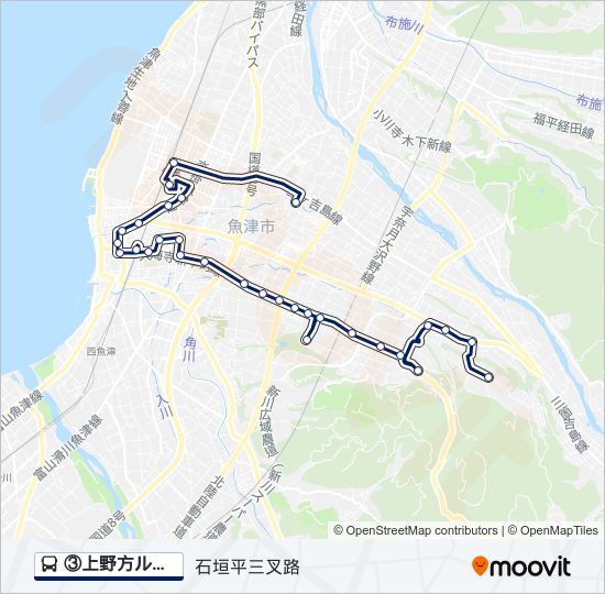 ③上野方ルート バスの路線図