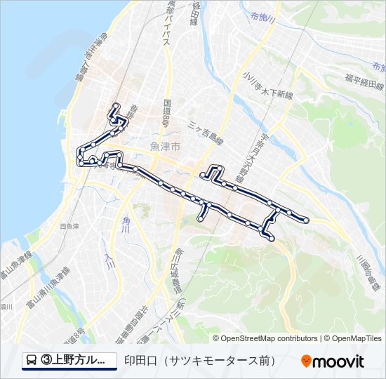 ③上野方ルート bus Line Map