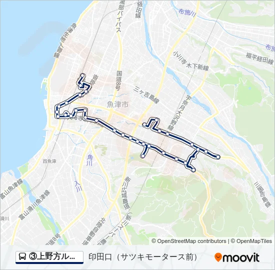③上野方ルート Bus Line Map
