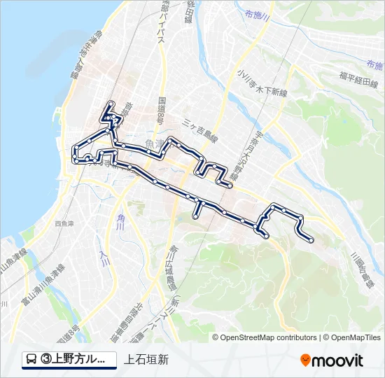 ③上野方ルート バスの路線図