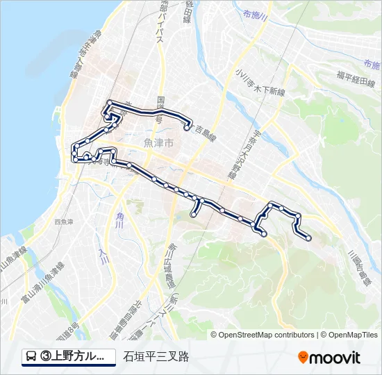 ③上野方ルート Bus Line Map