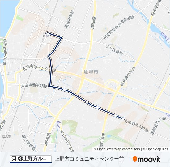 ③上野方ルート バスの路線図