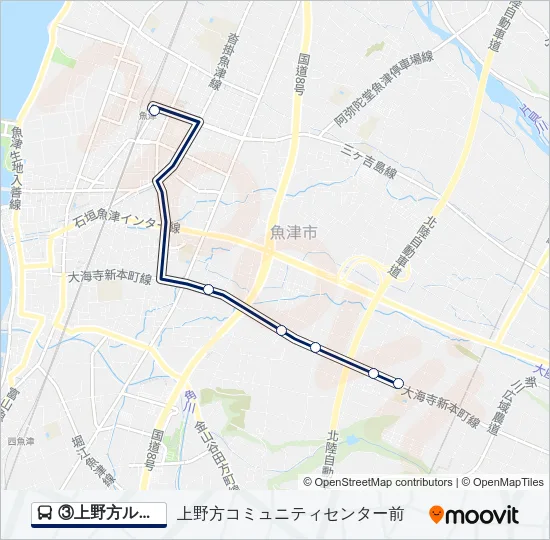 ③上野方ルート バスの路線図