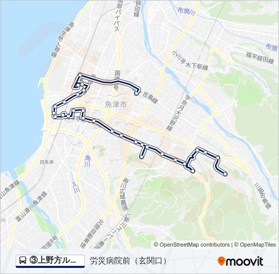 ③上野方ルート バスの路線図