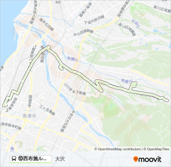 ⑩西布施ルート バスの路線図