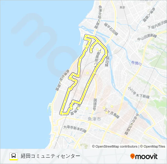 ④経田－道下ルート バスの路線図