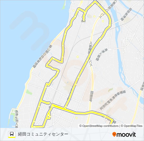 ④経田－道下ルート バスの路線図