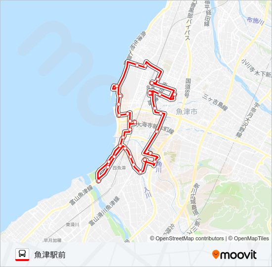 ①市街地巡回ルート東回り bus Line Map