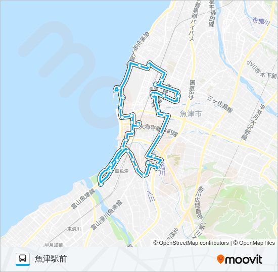 ②市街地巡回ルート西回り バスの路線図