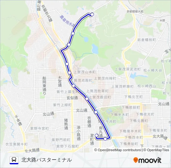 市バス北３ バスの路線図