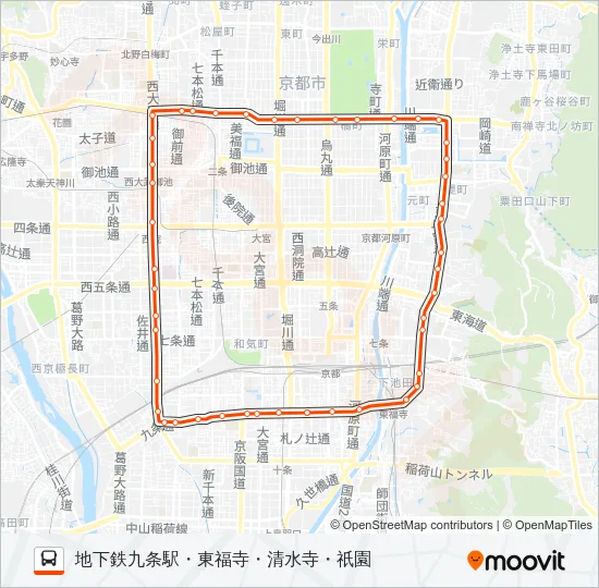 市バス２０２ バスの路線図