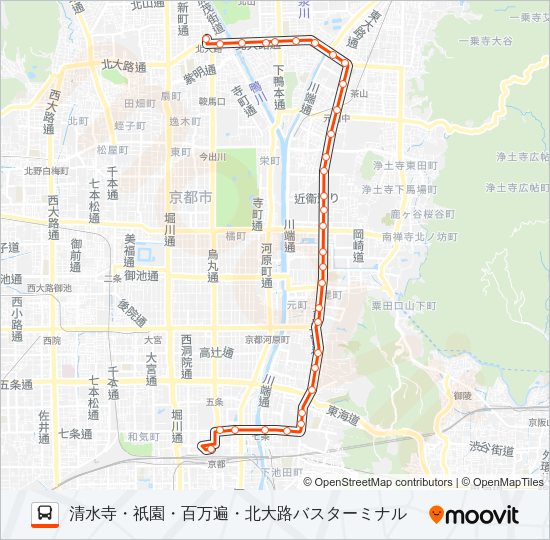 市バス２０６ Bus Line Map