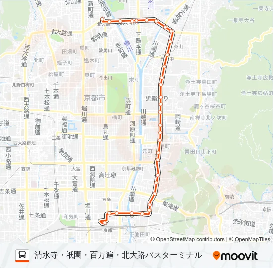 市バス２０６ バスの路線図