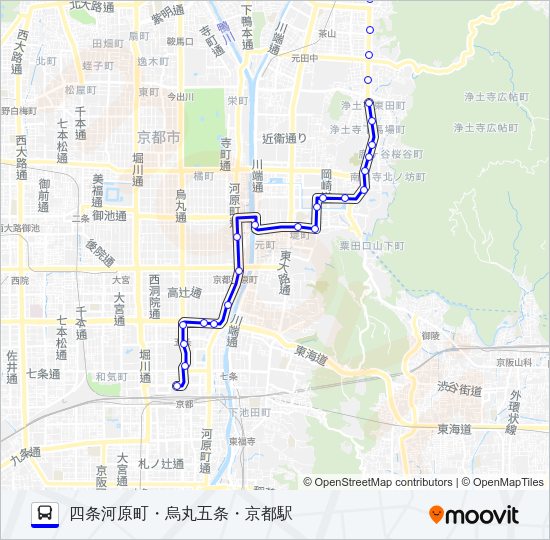市バス五条通５ Bus Line Map