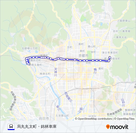 市バス快速９３ Bus Line Map