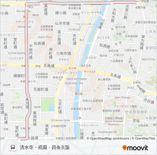 ぎおん・よるバス Bus Line Map