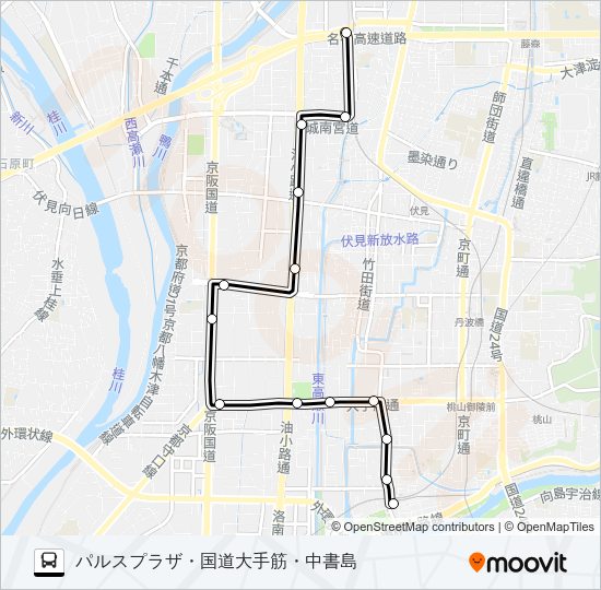 市バス伏見港南３ Bus Line Map