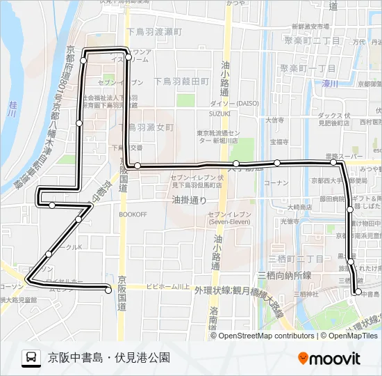 市バス伏見港南８ Bus Line Map