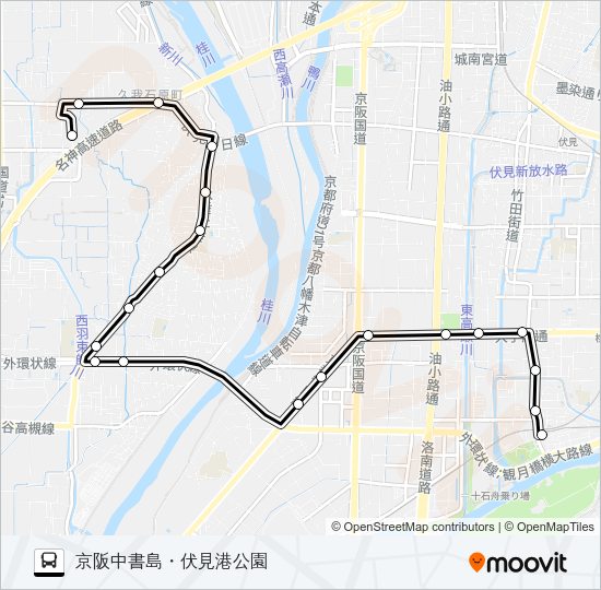 市バス伏見港２２ Bus Line Map