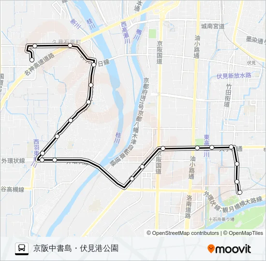 市バス伏見港２２ Bus Line Map