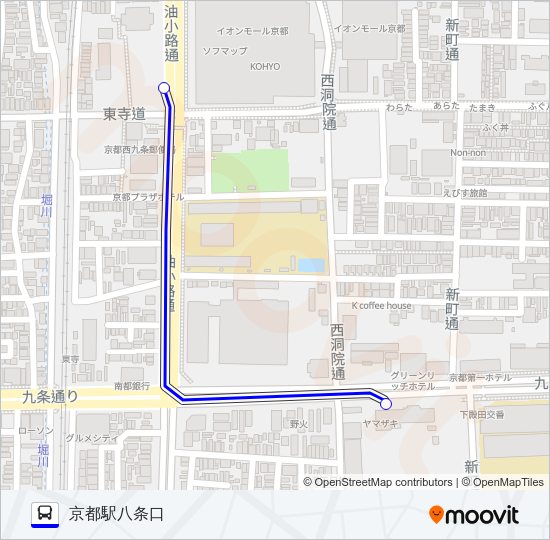 市バス八条口７１ Bus Line Map