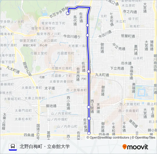 市バス快速立命館 Bus Line Map