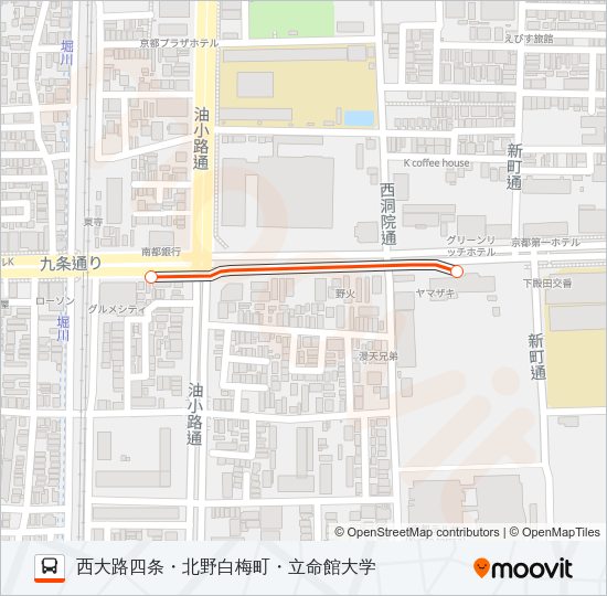 市バス快速２０２ Bus Line Map