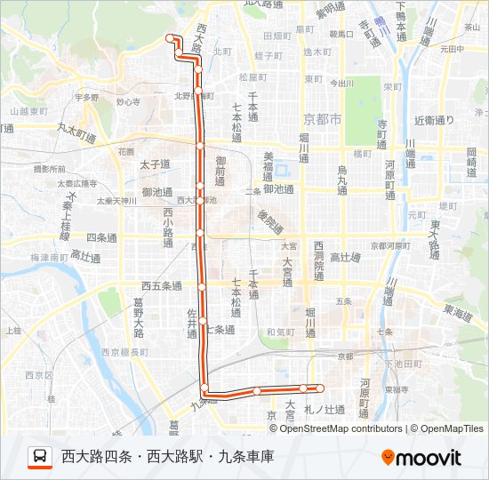 市バス快速２０２ Bus Line Map