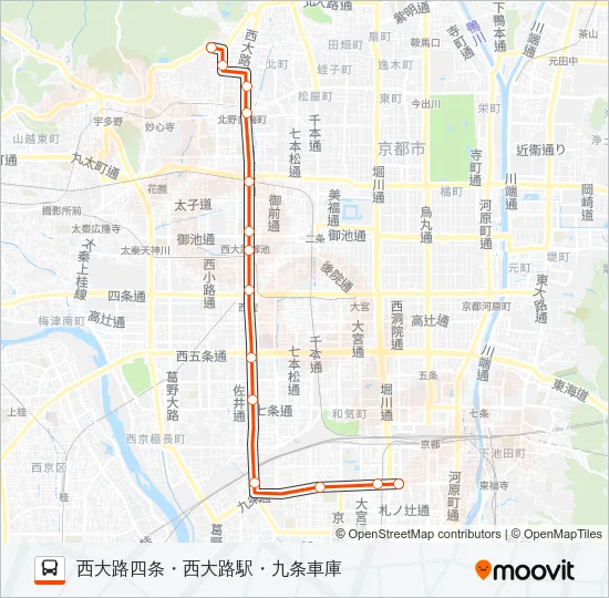 市バス快速２０２ Bus Line Map