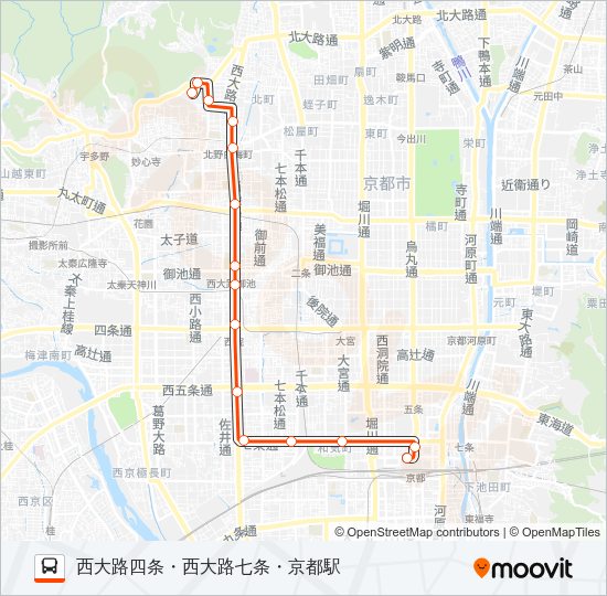 市バス快速２０５ Bus Line Map
