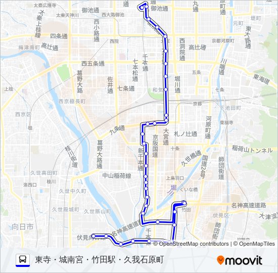 市バス竹田駅１８ Bus Line Map