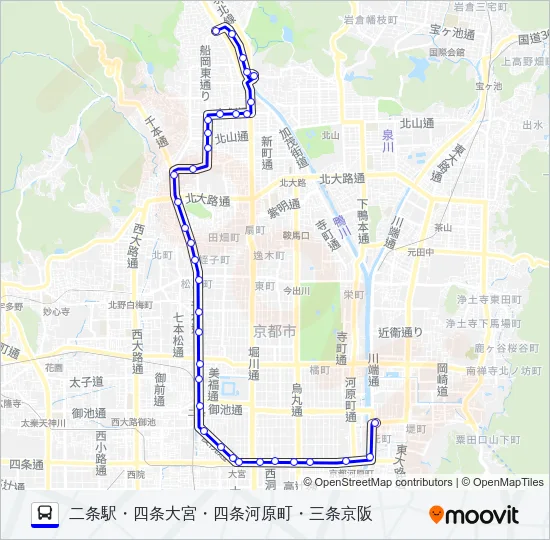市バス三条京阪４６ Bus Line Map