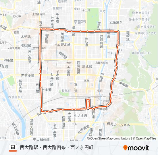 市バス八条口２０２ Bus Line Map