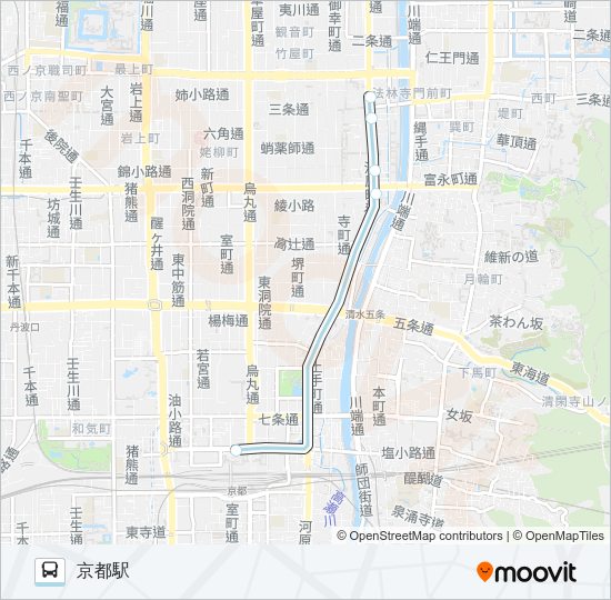 かわらまち・よるバス Bus Line Map