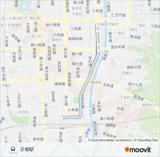 かわらまち・よるバス Bus Line Map