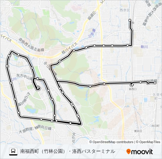 市バス特西４（～西３） Bus Line Map
