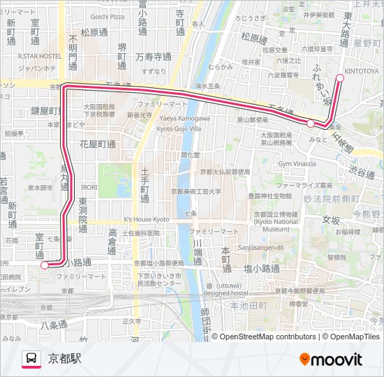 市バス観光特急ＥＸ１００ Bus Line Map