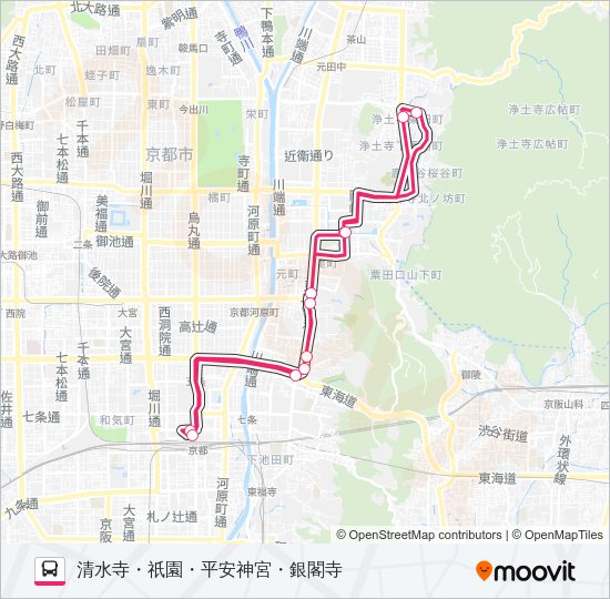 市バス観光特急ＥＸ１００ Bus Line Map