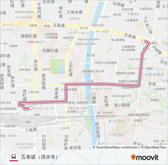 市バス観光特急ＥＸ１０１ Bus Line Map