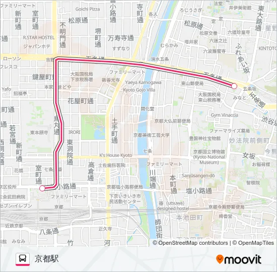 市バス観光特急ＥＸ１０１ Bus Line Map