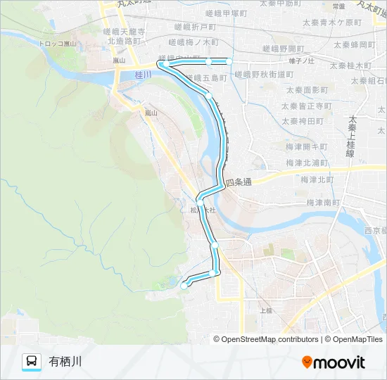 【罧原堤防】有栖川 バスの路線図