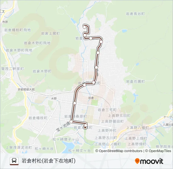 【下在地町】岩倉村松 バスの路線図