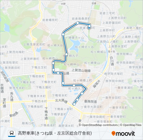 左京区総合庁舎･高野車庫 Bus Line Map